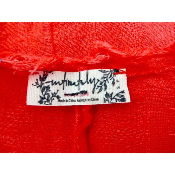 NEW! Intimately Free People 100% Linen Romper Button Front Tie Waist Red SZ S - Picture 6 of 7